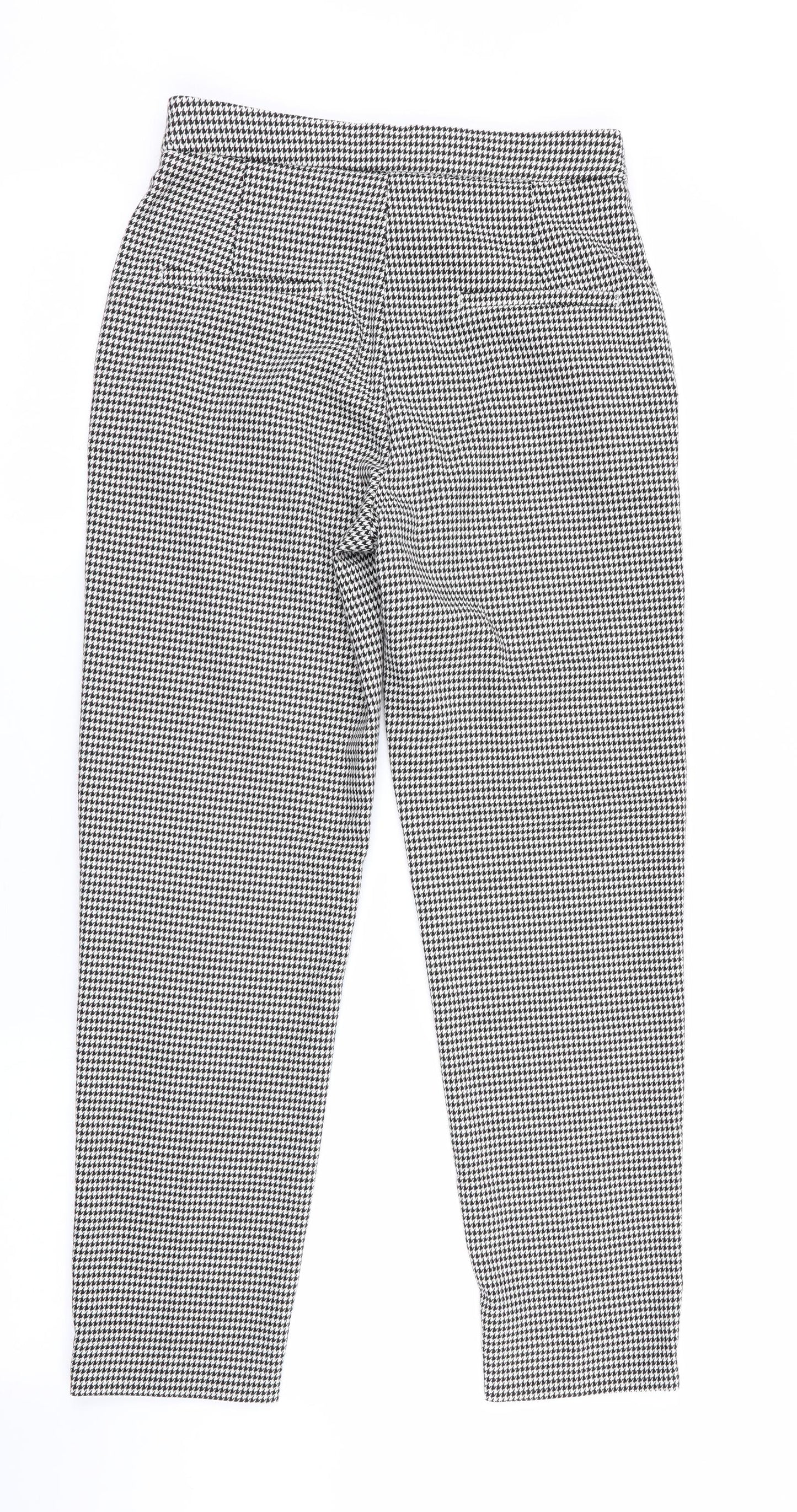 H&M Womens Black Houndstooth  Capri Trousers Size 6 L25 in