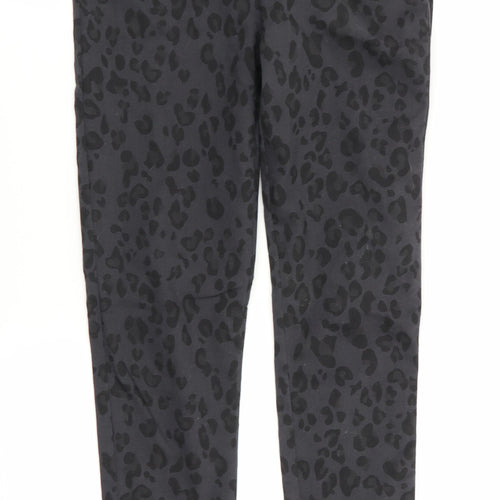 Divided Womens Black Animal Print  Jegging Trousers Size 6 L28 in - Side Zip