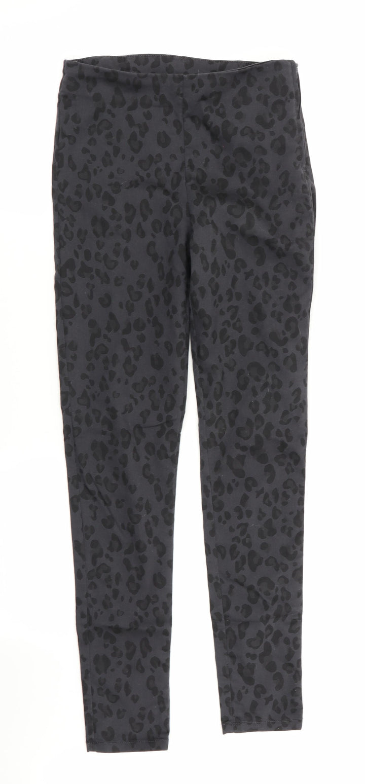 Divided Womens Black Animal Print Jegging Trousers Size 6 L28 in - Side Zip