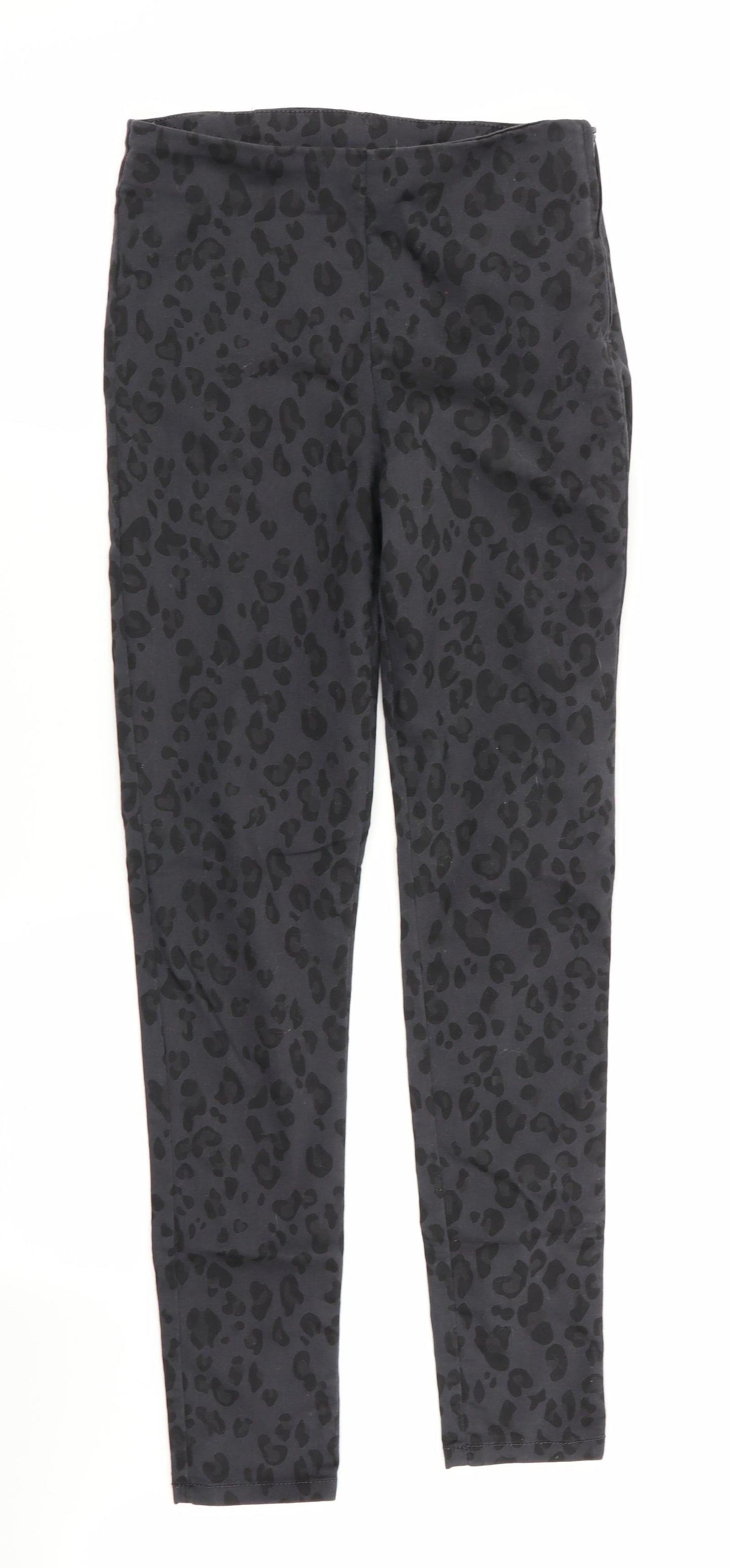 Divided Womens Black Animal Print  Jegging Trousers Size 6 L28 in - Side Zip