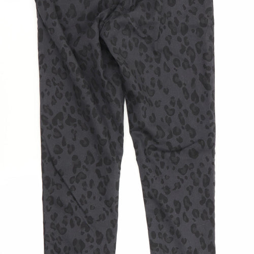Divided Womens Black Animal Print  Jegging Trousers Size 6 L28 in - Side Zip