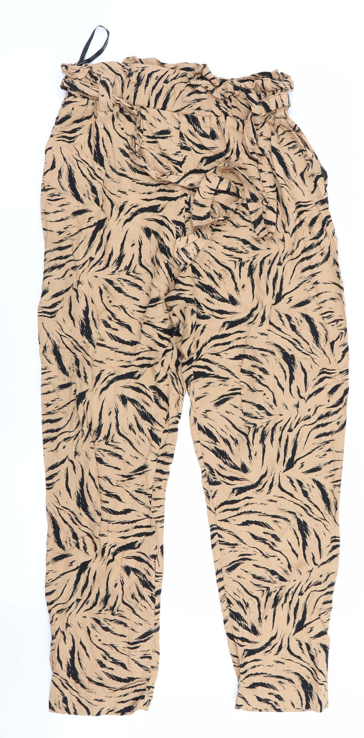 Dorothy Perkins Womens Brown Animal Print  Bloomer Trousers Size 8 L27 in