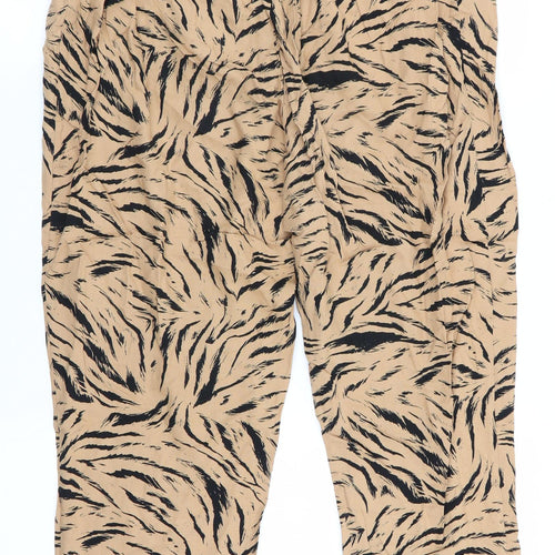 Dorothy Perkins Womens Brown Animal Print  Bloomer Trousers Size 8 L27 in