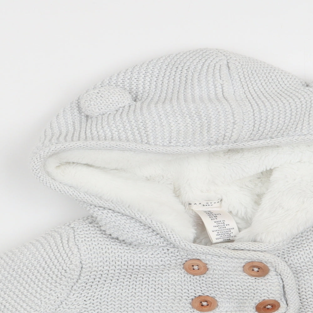 Max Studio  Girls Grey   Cardigan Jumper Size 2-3 Years  - Subtle shimmer effect