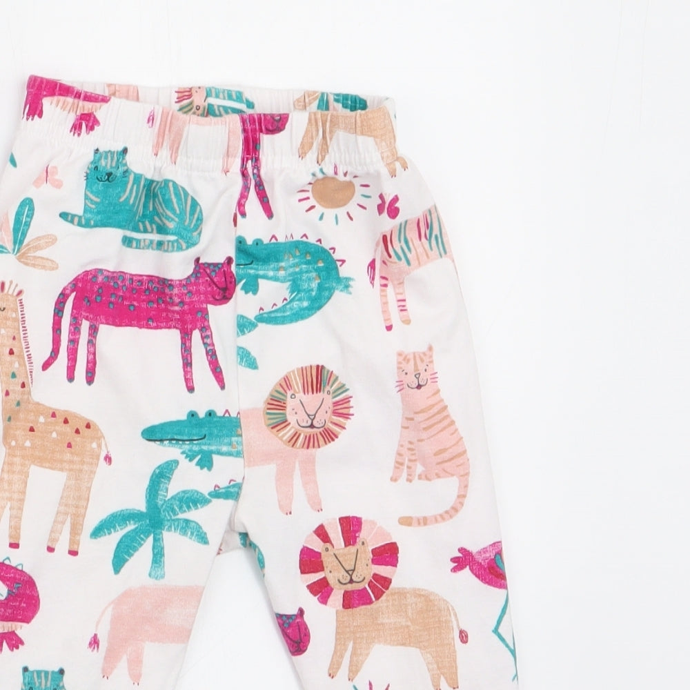 George Girls White Animal Print   Pyjama Pants Size 2-3 Years  - Pink Crocodiles