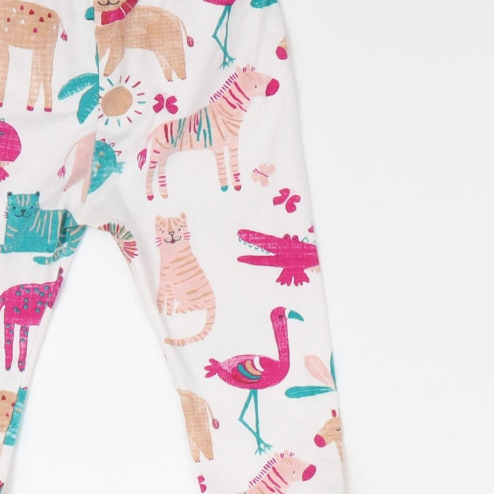 George Girls White Animal Print   Pyjama Pants Size 2-3 Years  - Pink Crocodiles