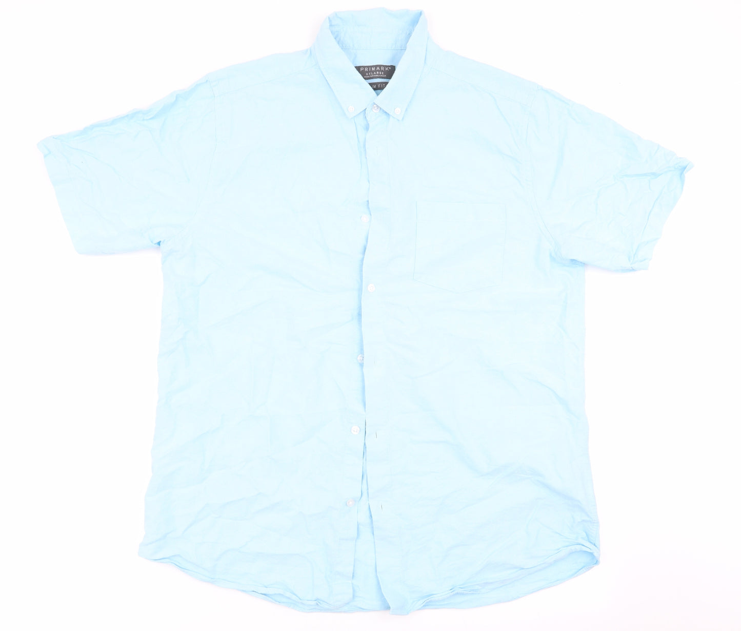 Primark Mens Blue    Button-Up Size 2XL  - Linen look shirt
