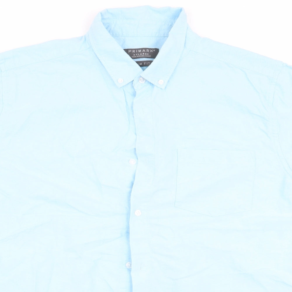 Primark Mens Blue    Button-Up Size 2XL  - Linen look shirt