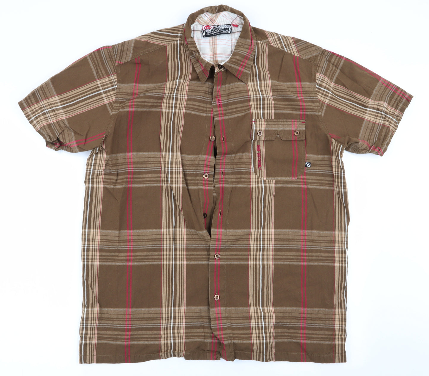 Animal Mens Brown Check   Button-Up Size L