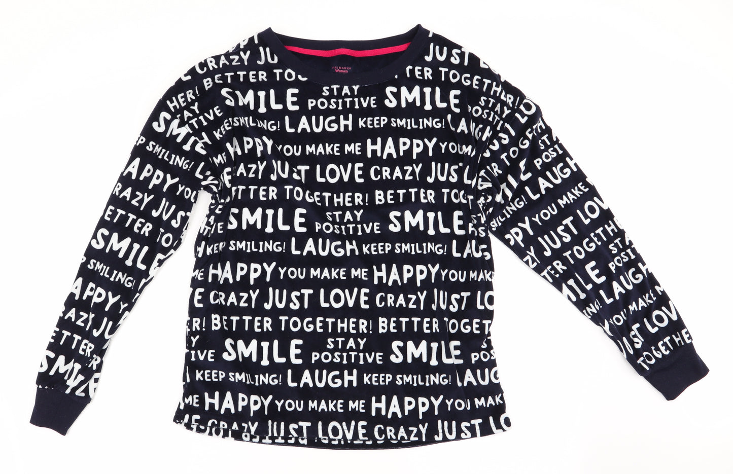 Primark Womens Blue Solid   Pyjama Top Size 12  - Keep smiling