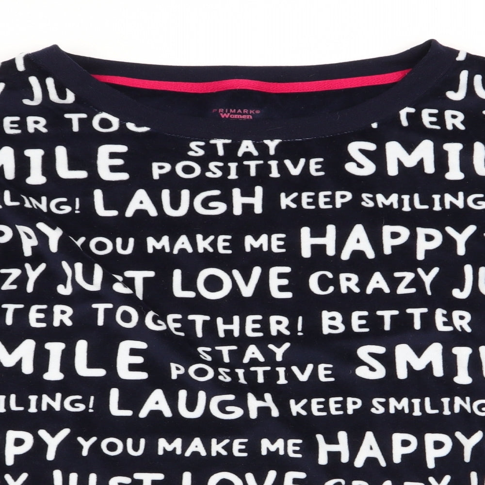 Primark Womens Blue Solid   Pyjama Top Size 12  - Keep smiling