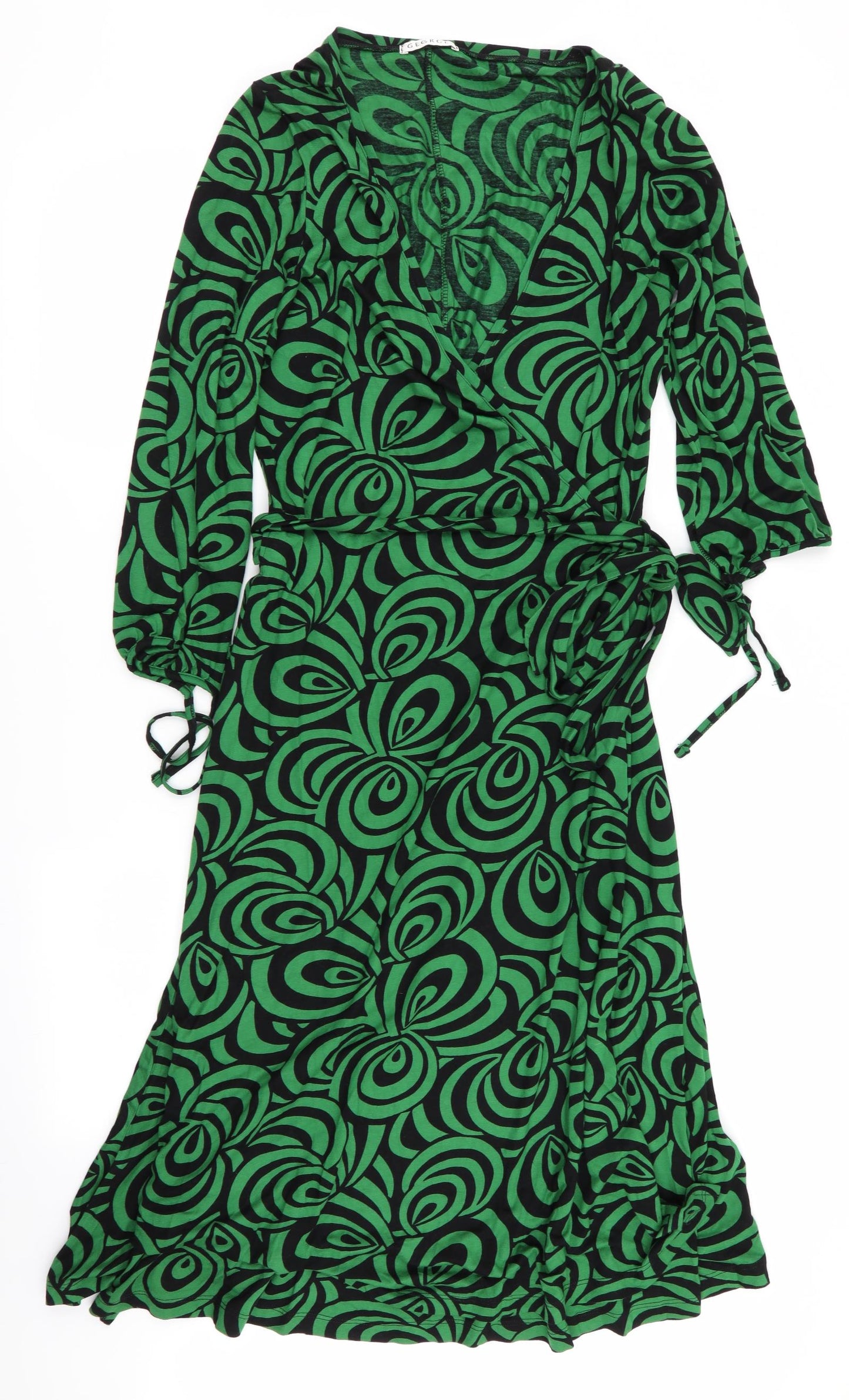 George Womens Green Geometric  Wrap Dress  Size 16