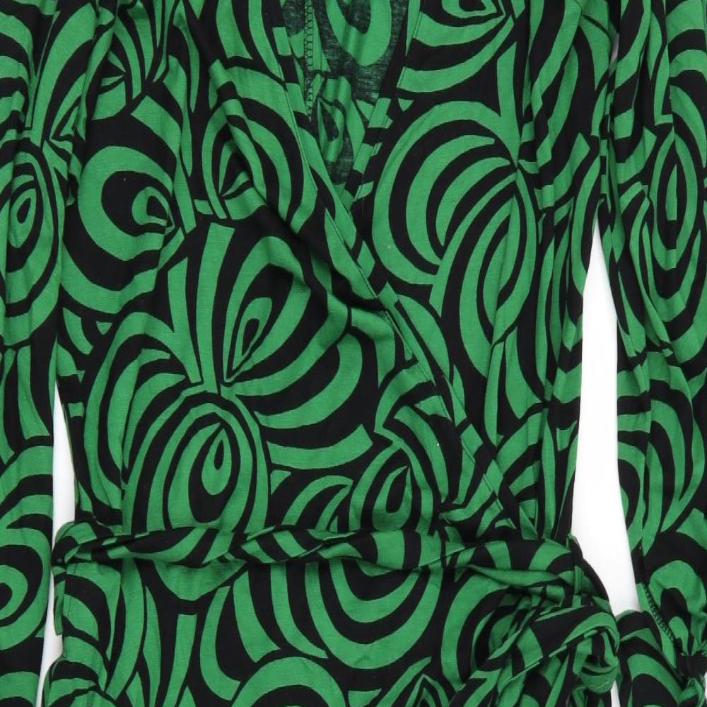 George Womens Green Geometric  Wrap Dress  Size 16