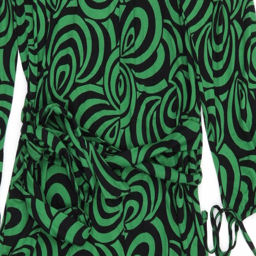 George Womens Green Geometric  Wrap Dress  Size 16