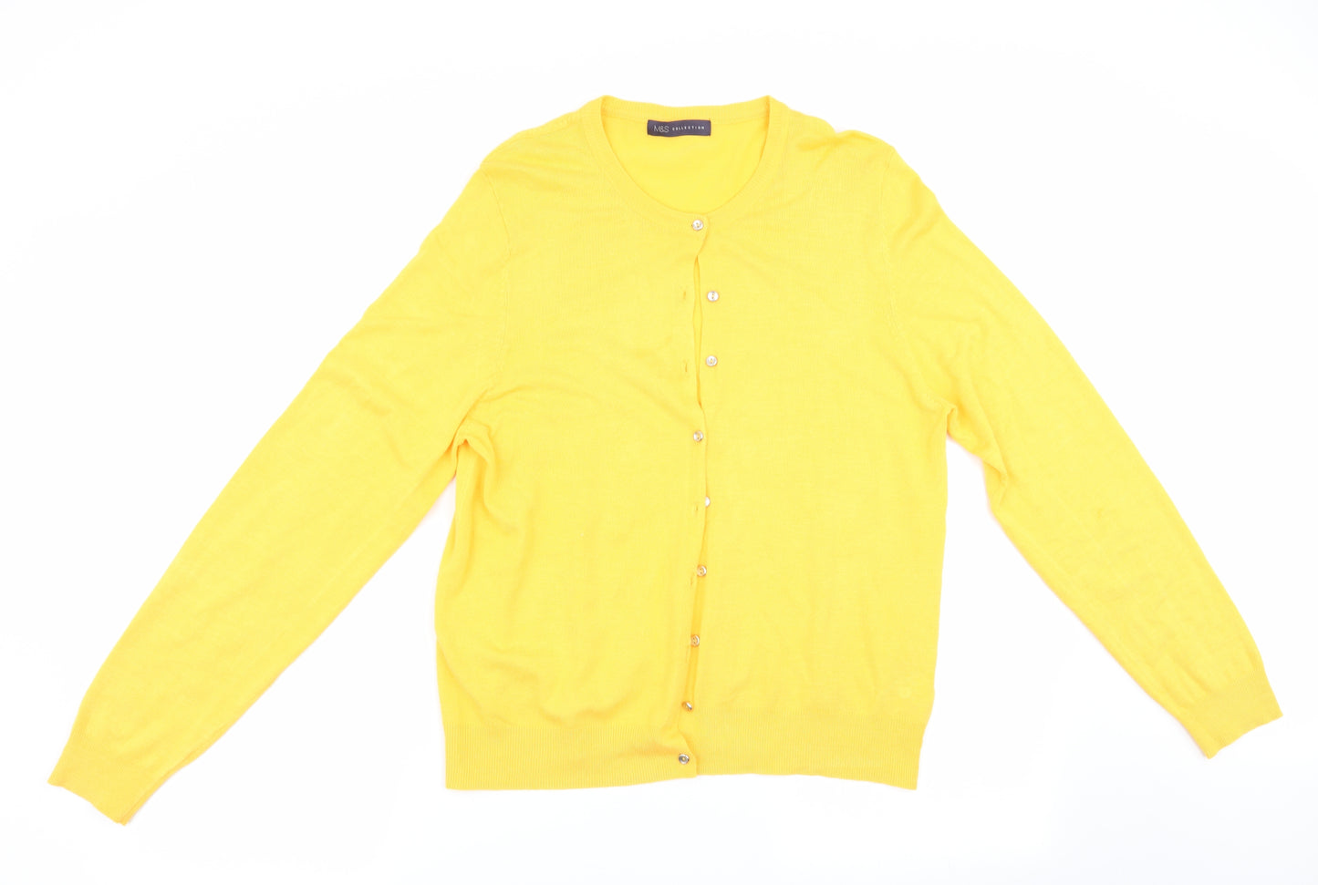 Marks and Spencer Womens Yellow   Cardigan Jumper Size 16