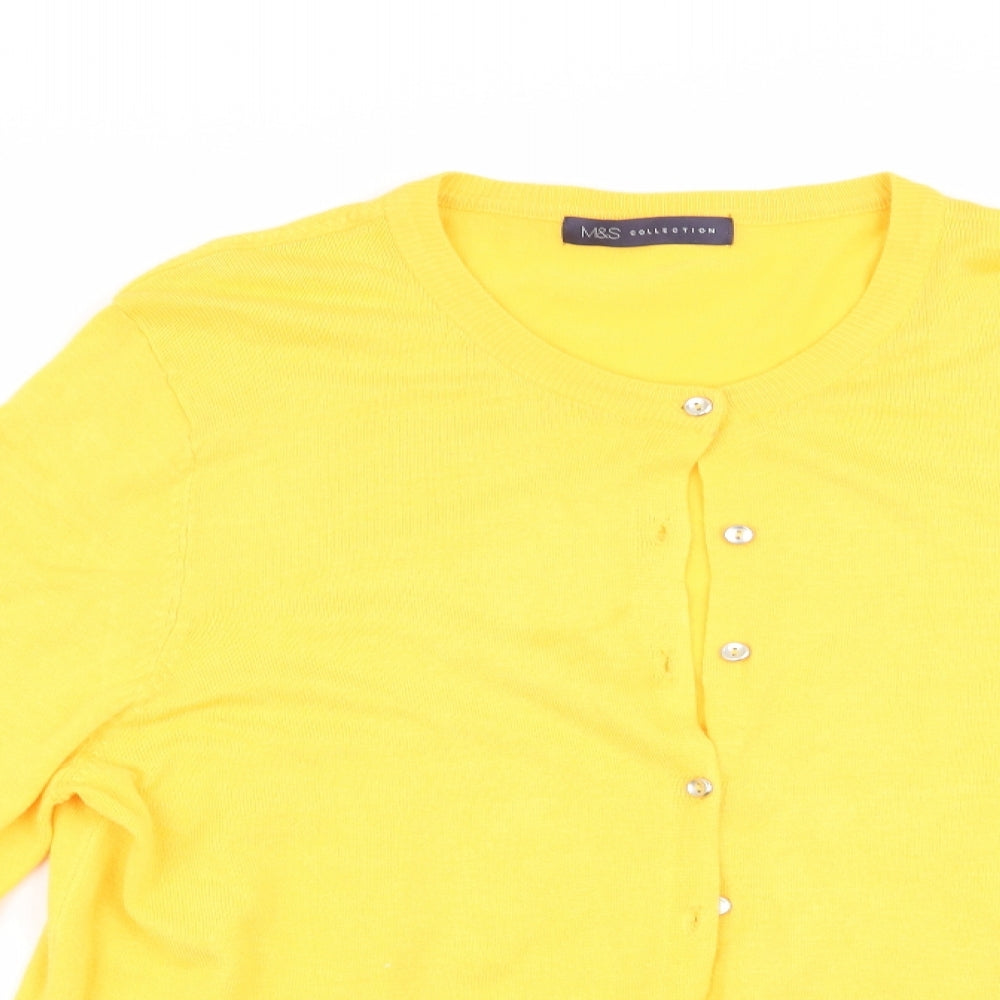 Marks and Spencer Womens Yellow   Cardigan Jumper Size 16