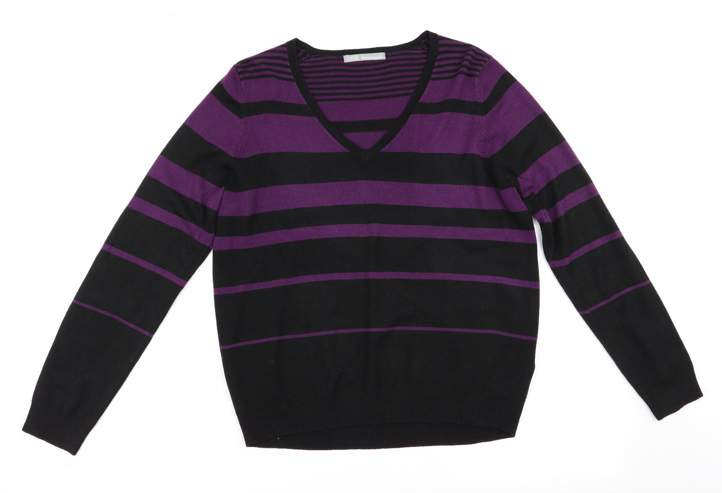 Marks and Spencer Womens Purple Striped  Pullover Jumper Size 14