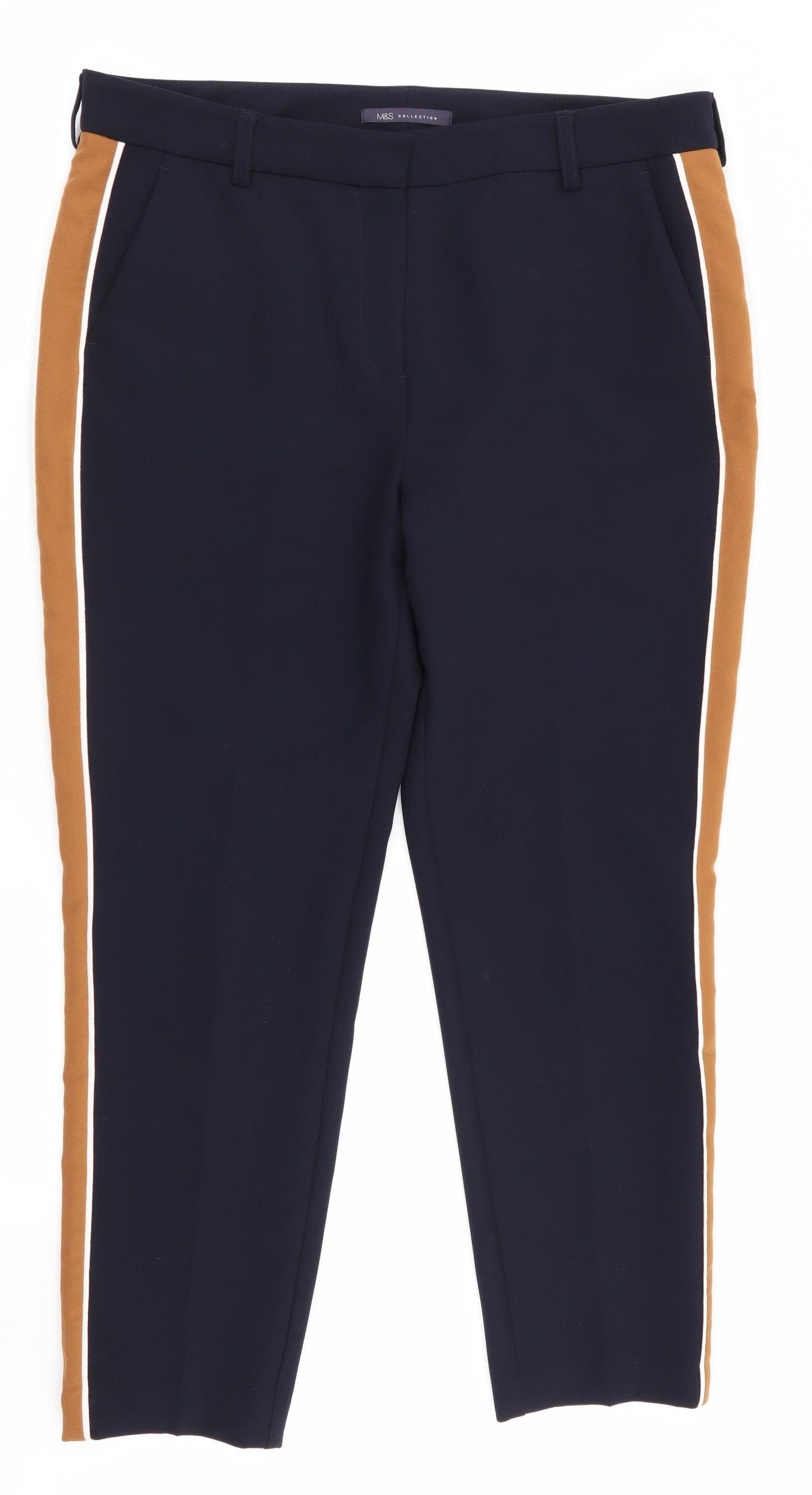 Marks and Spencer Womens Blue   Trousers  Size 14 L26 in - Stripe down side