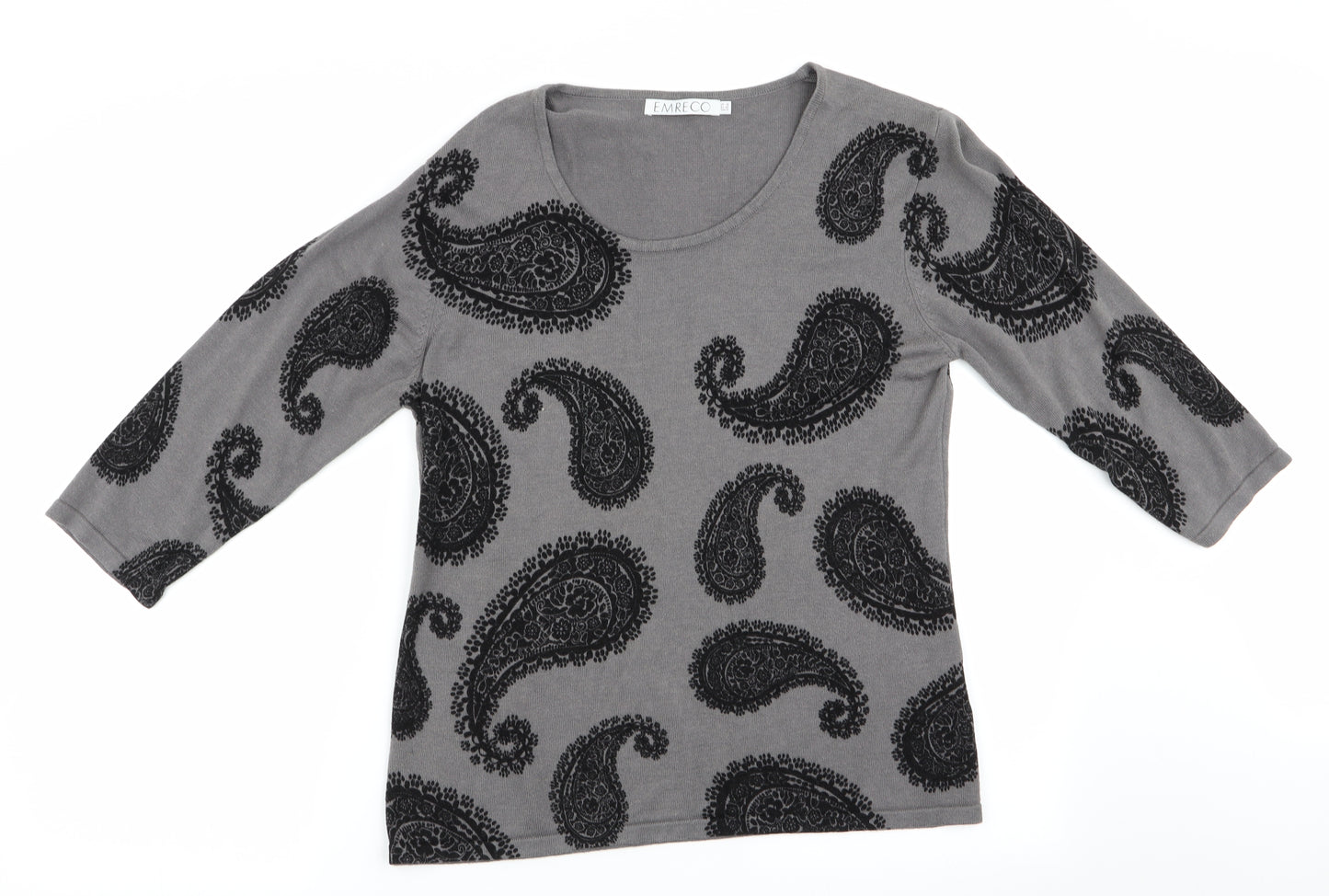 Emreco Womens Grey Paisley  Pullover Jumper Size 16
