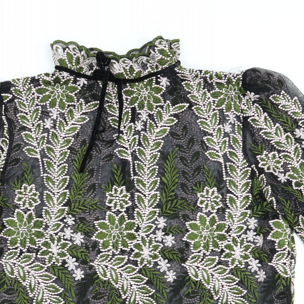 NEXT Womens Black Floral  Tunic Blouse Size 10