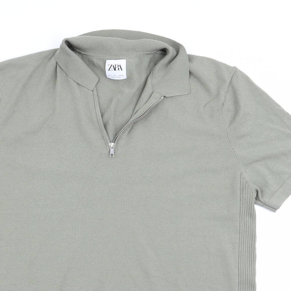 Zara Mens Green   Pullover Jumper Size L