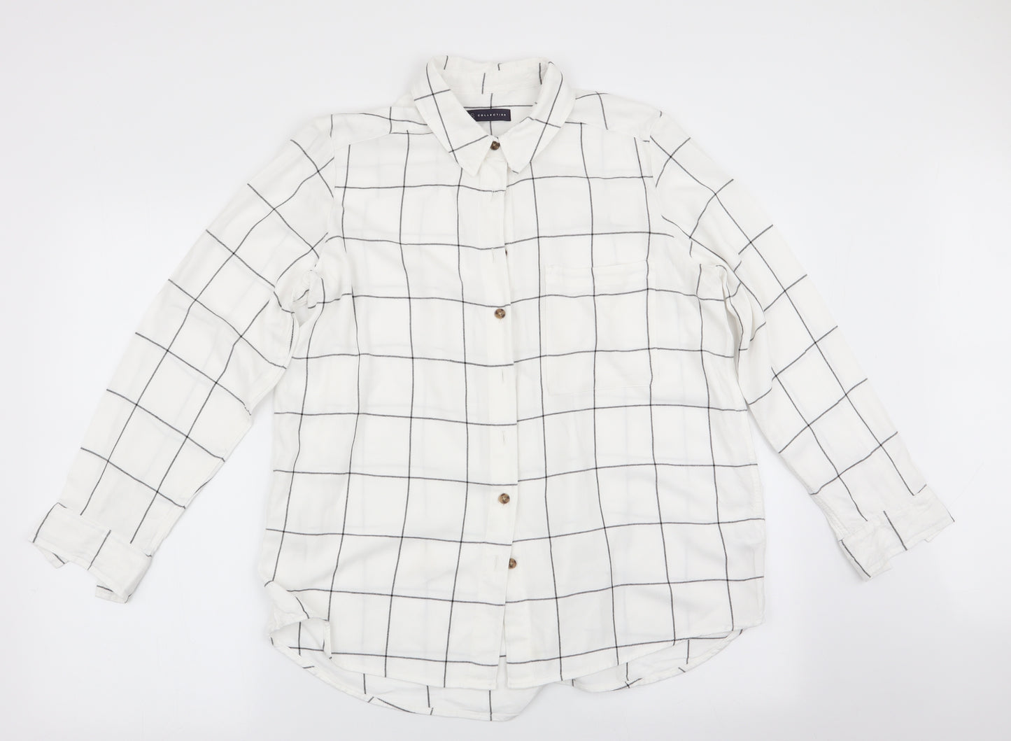 Marks and Spencer Womens White Check  Basic Blouse Size 14