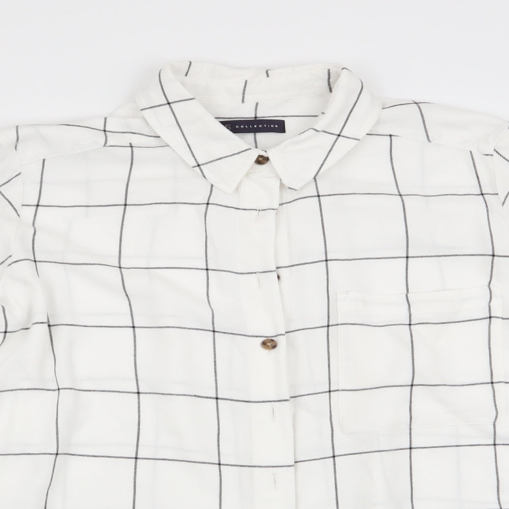Marks and Spencer Womens White Check  Basic Blouse Size 14