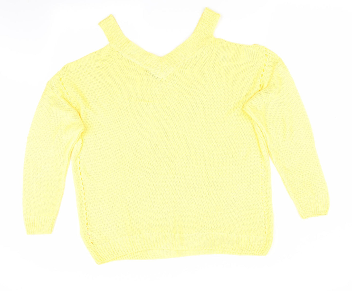 Florence and Fred Womens Yellow   Pullover Jumper Size 14  - Cut out shoulders