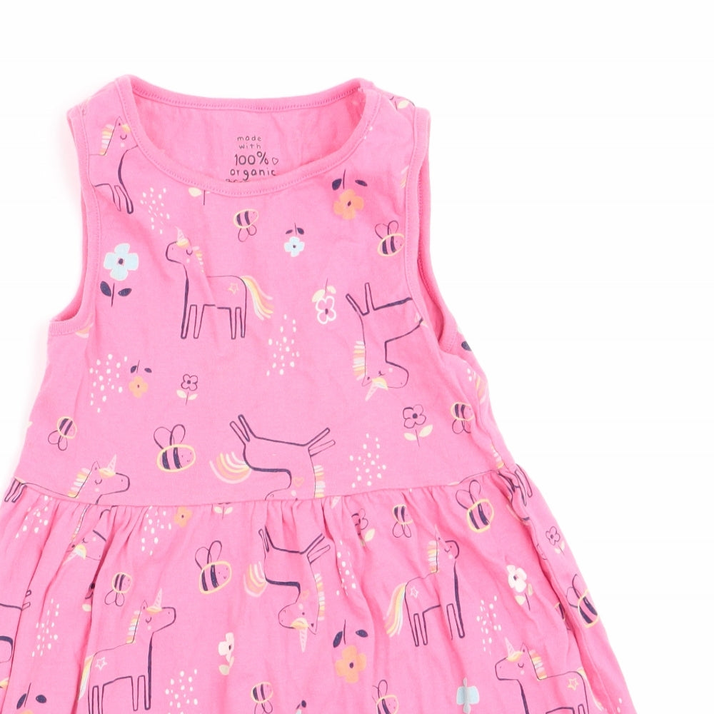 Florence and Fred Girls Pink Animal Print  A-Line  Size 4-5 Years  - Horse Print