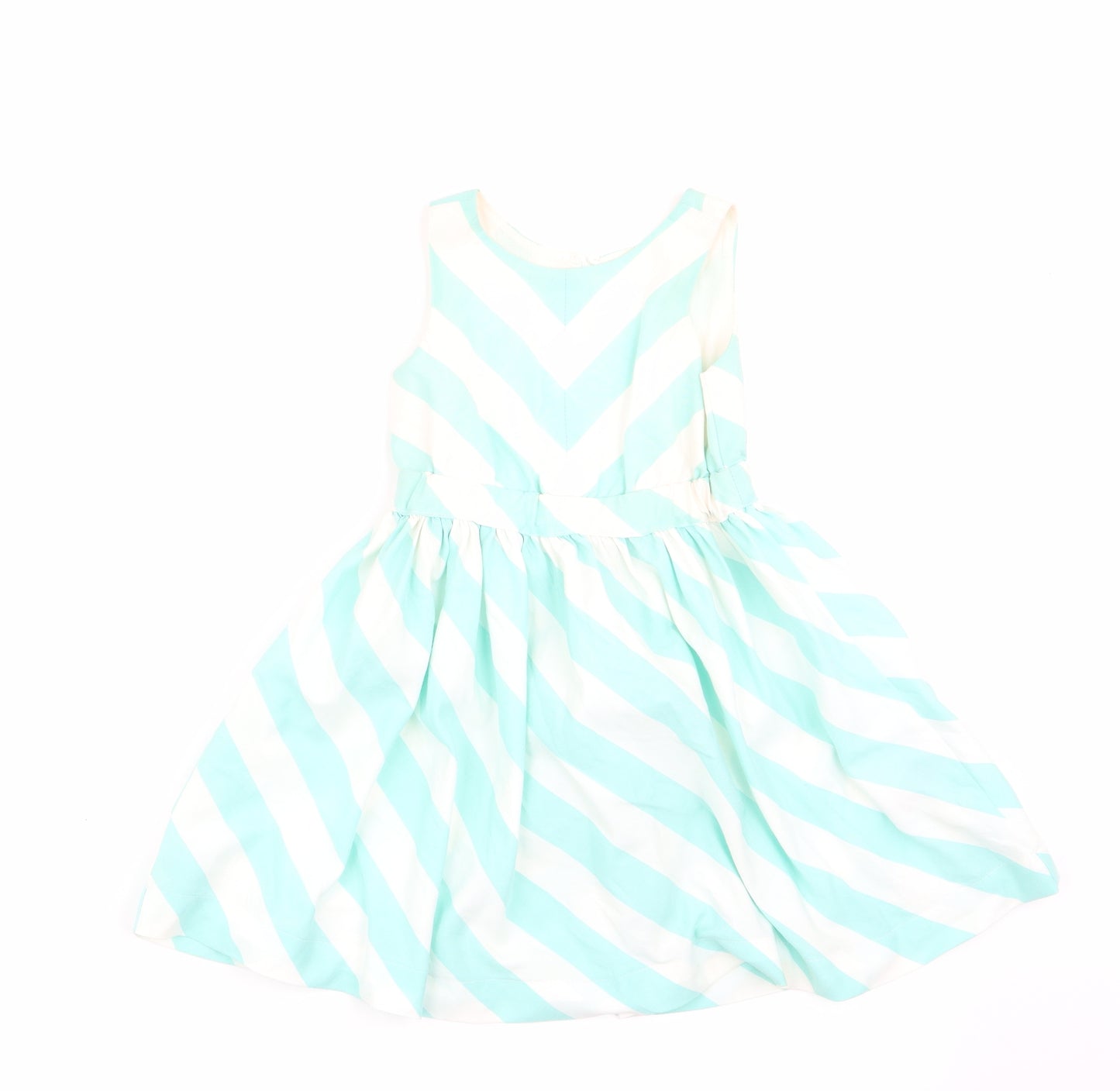 Marks and Spencer Girls Green Striped  Fit & Flare  Size 4 Years