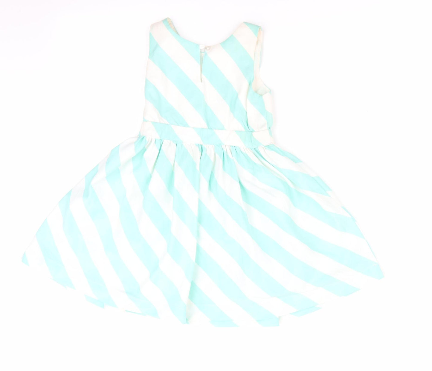 Marks and Spencer Girls Green Striped  Fit & Flare  Size 4 Years