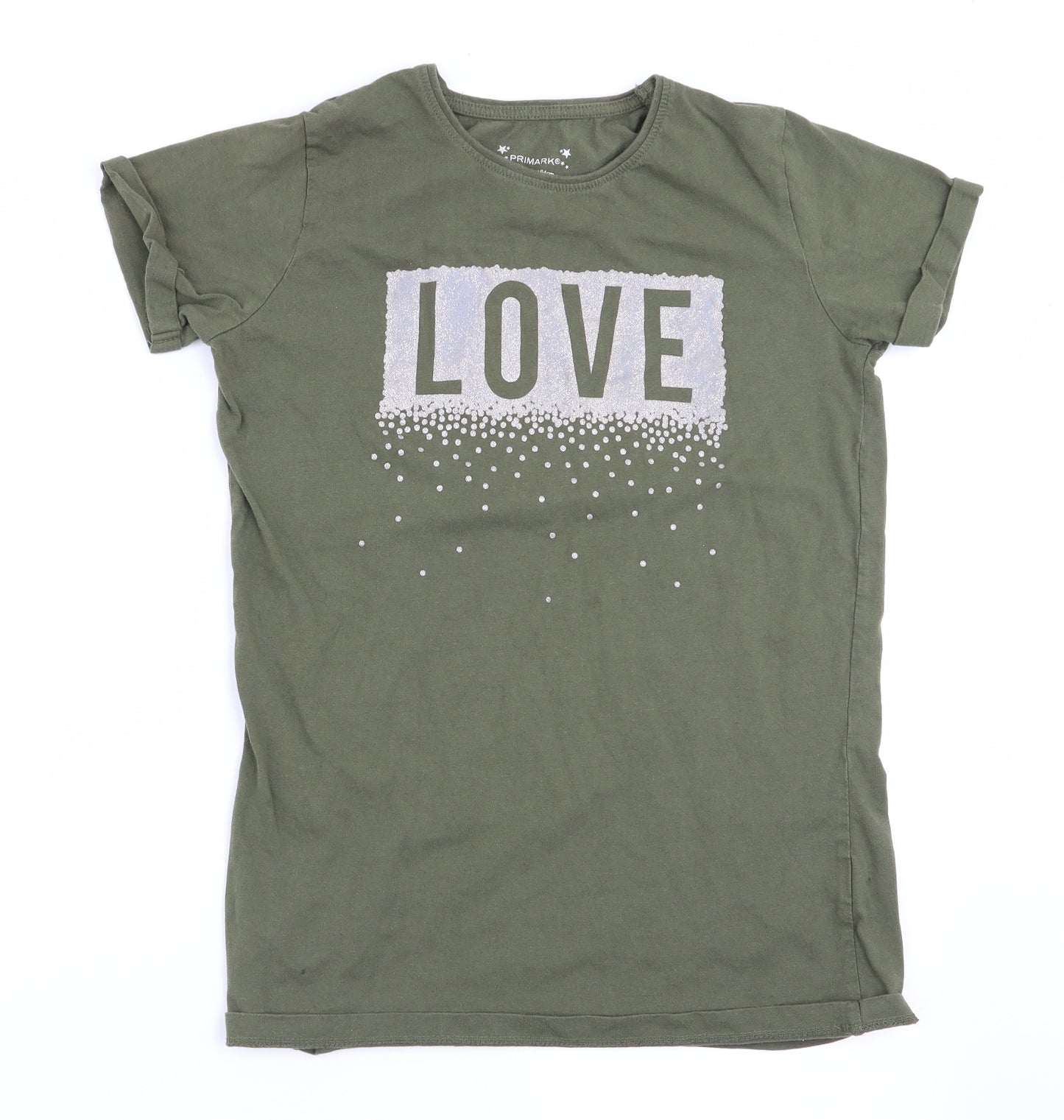 Primark Girls Green   Basic T-Shirt Size 13-14 Years  - Love