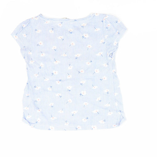 H&M Girls Blue Floral  Basic T-Shirt Size 5-6 Years