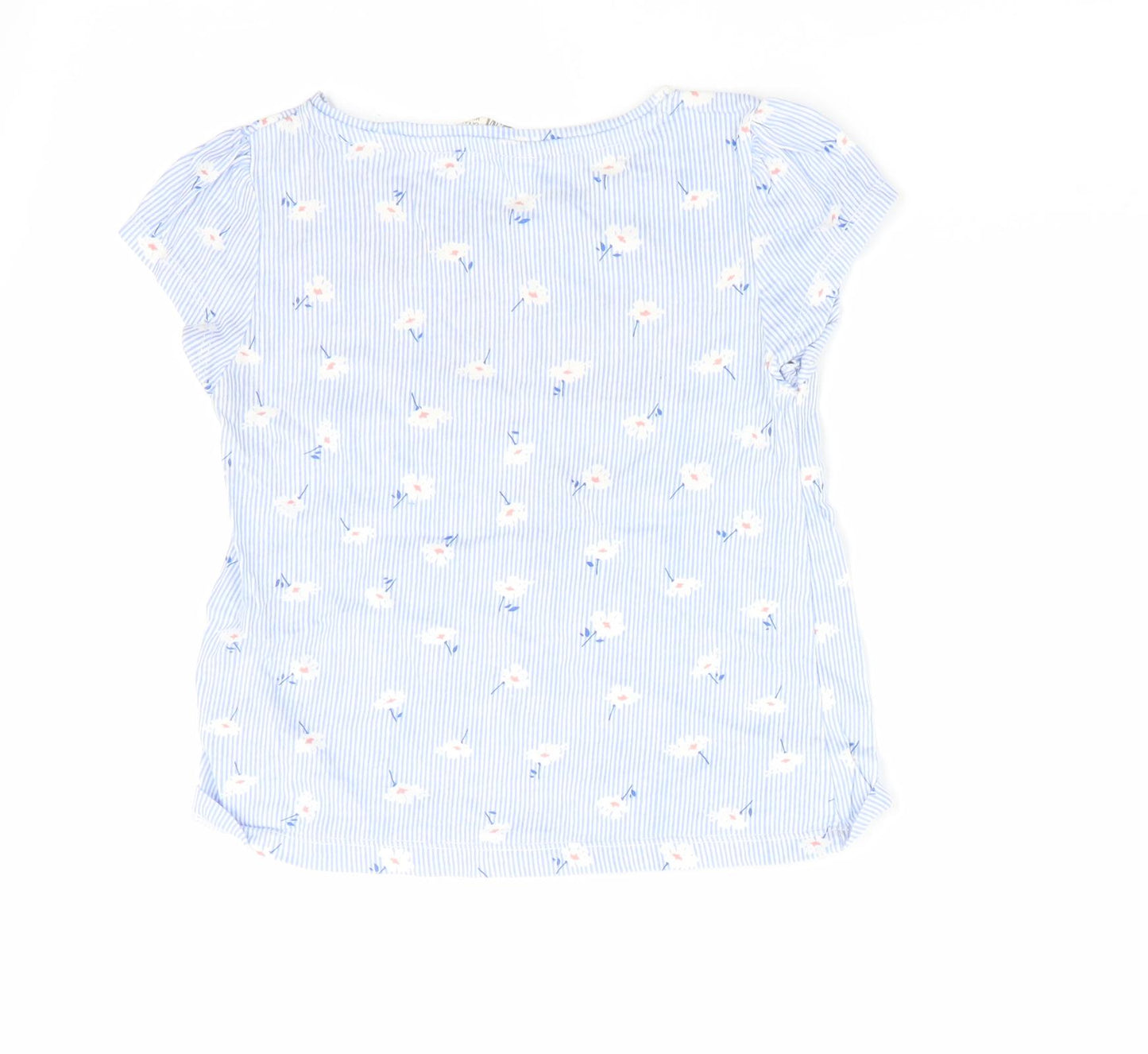 H&M Girls Blue Floral  Basic T-Shirt Size 5-6 Years