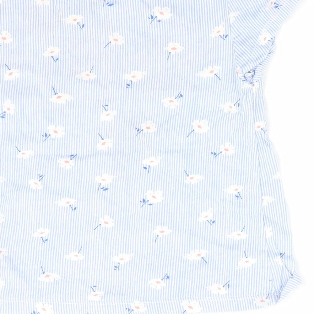 H&M Girls Blue Floral  Basic T-Shirt Size 5-6 Years
