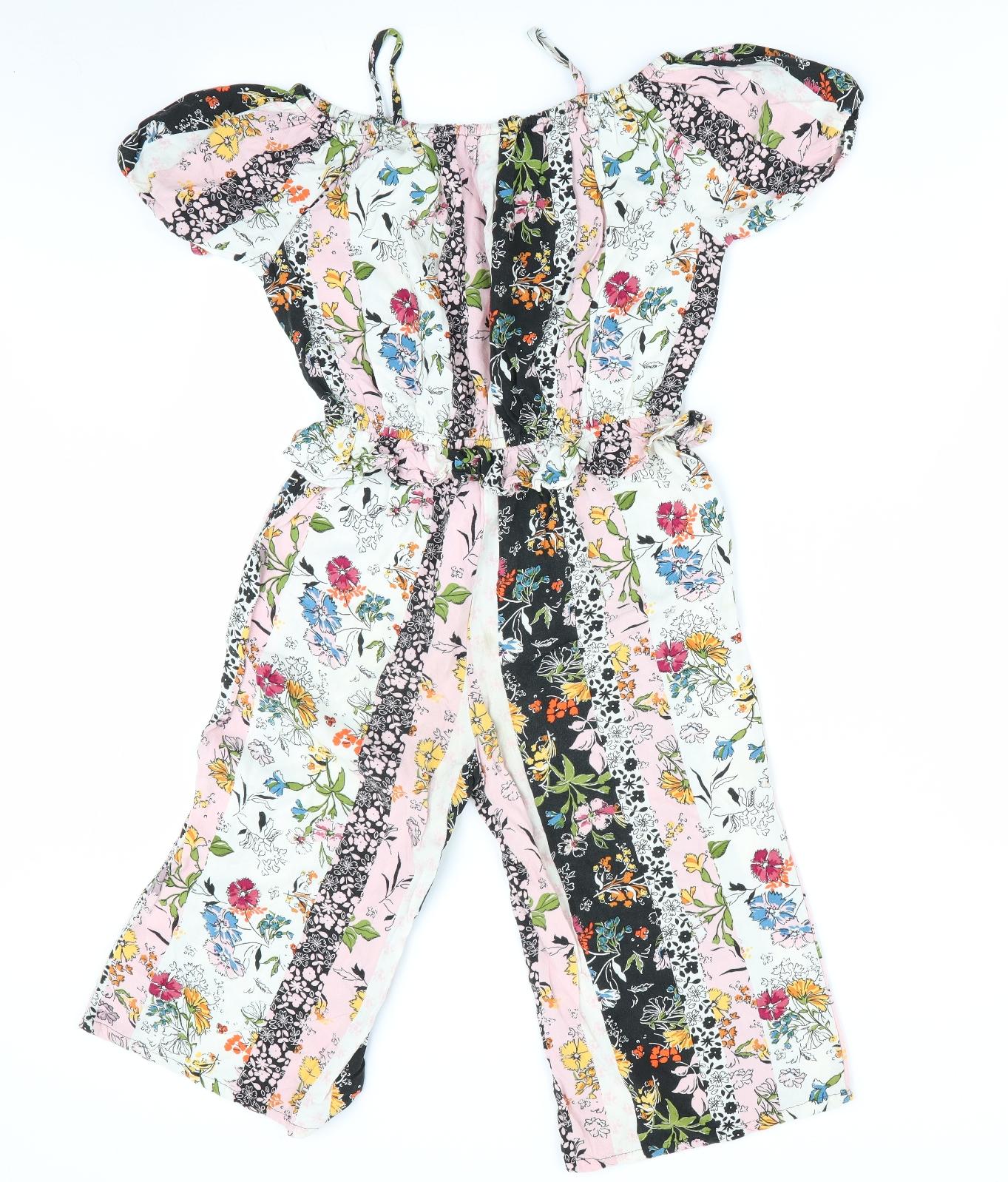 NEXT Girls Pink Floral  Playsuit One-Piece Size 7 Years