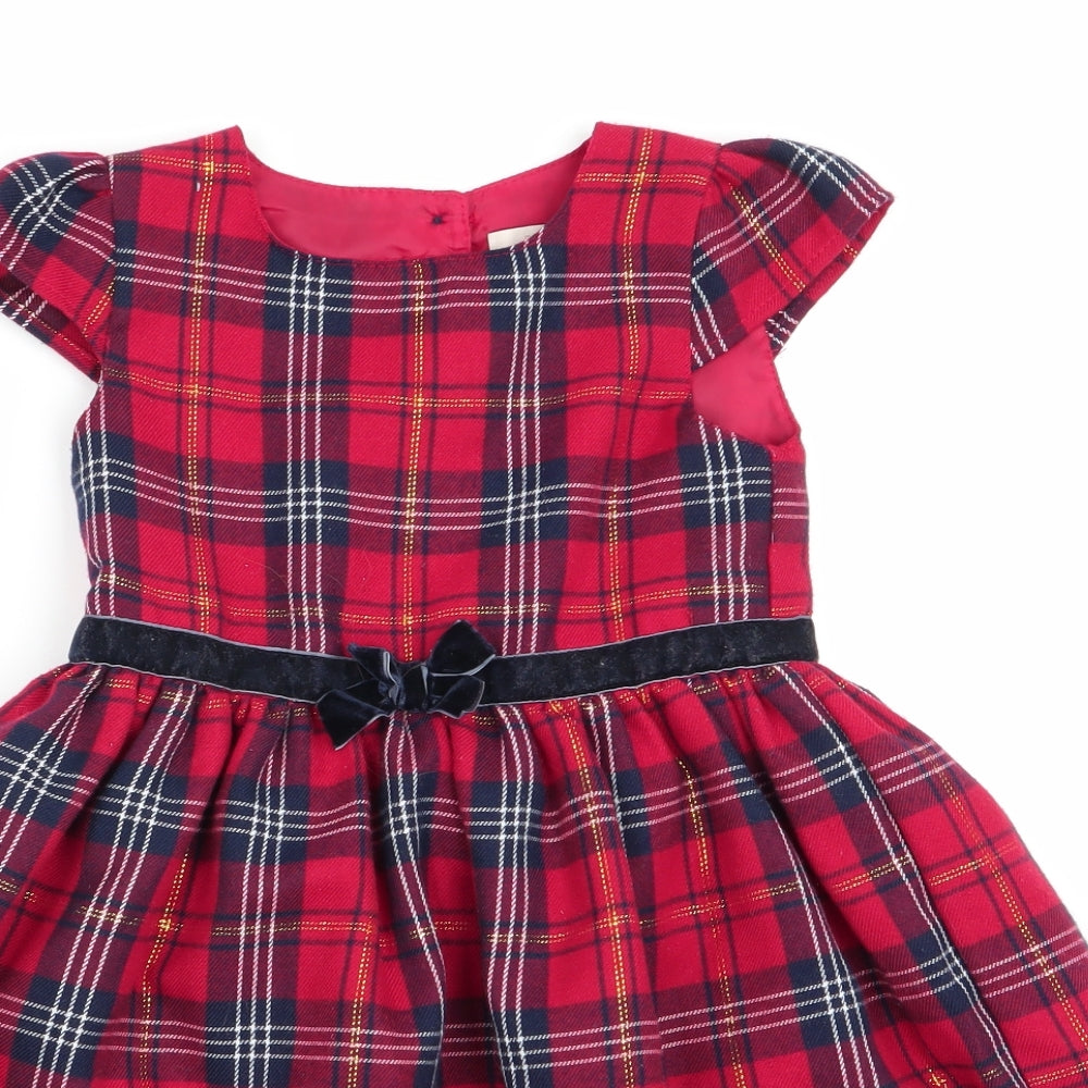 Primark Girls Red Check  Fit & Flare  Size 2-3 Years