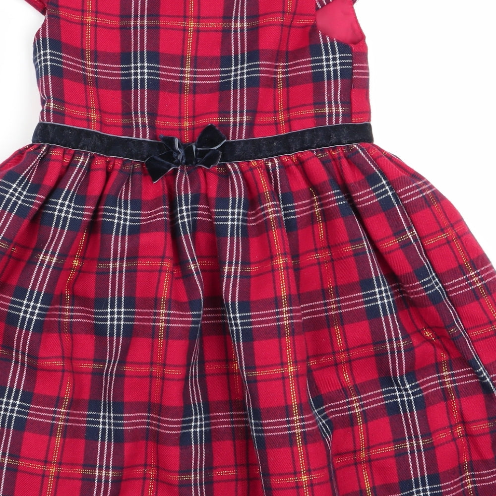 Primark Girls Red Check  Fit & Flare  Size 2-3 Years