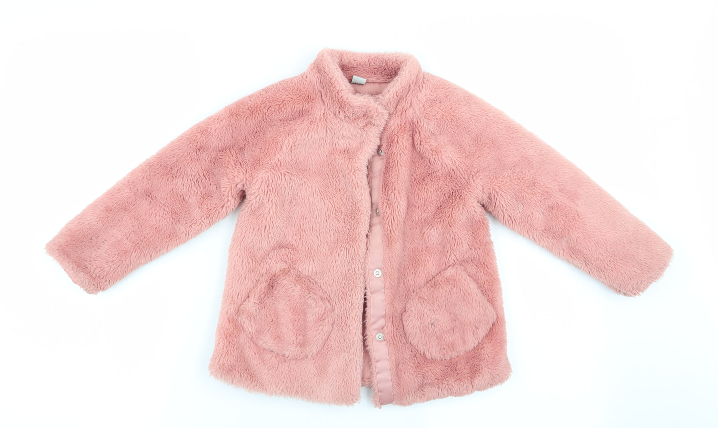 TU Girls Pink   Overcoat Coat Size 3-4 Years  - Fluffy