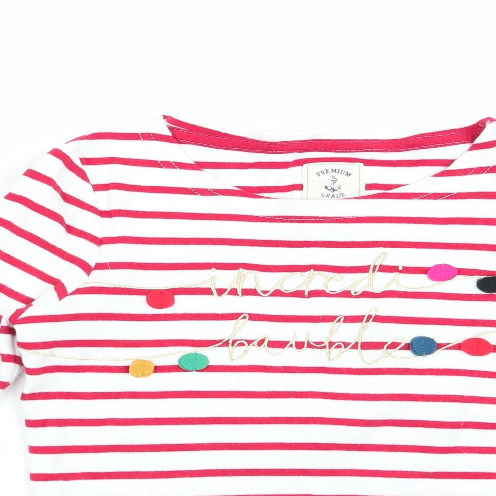 Joules Girls Red Striped  Basic T-Shirt Size 7-8 Years  - incredi bauble