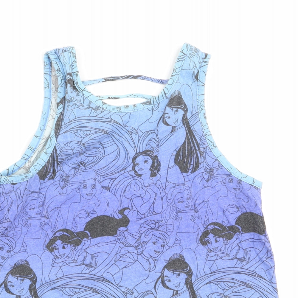 Preworn Girls Blue   Camisole T-Shirt Size 8-9 Years  - Disney Princesses