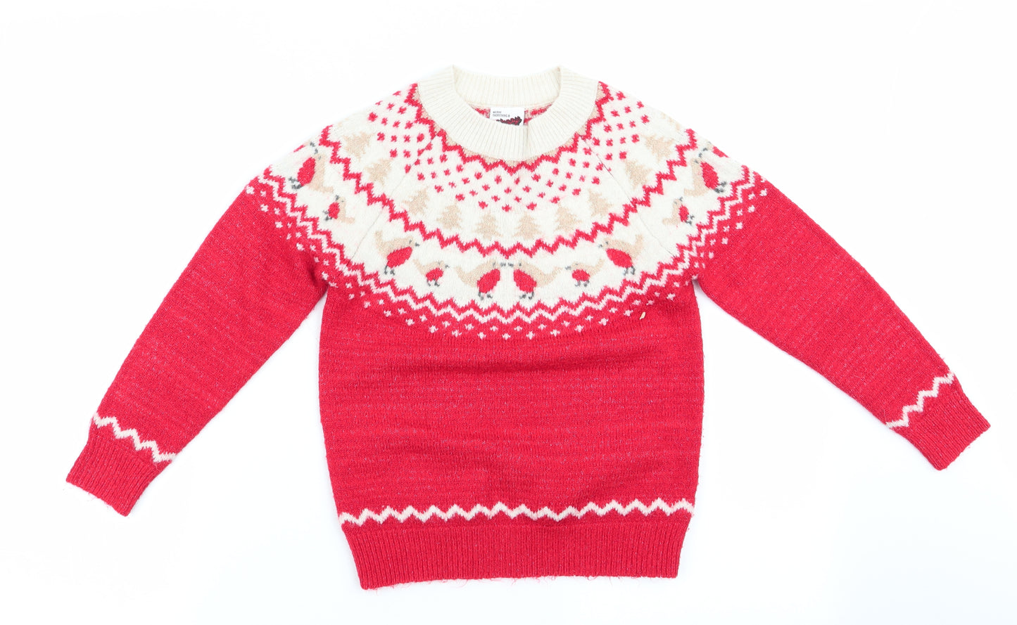 George Girls Red Animal Print  Pullover Jumper Size 7-8 Years  - Christmas jumper