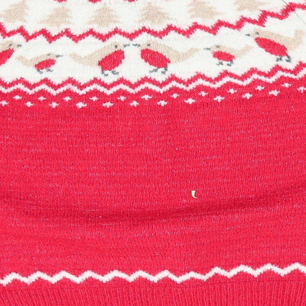 George Girls Red Animal Print  Pullover Jumper Size 7-8 Years  - Christmas jumper