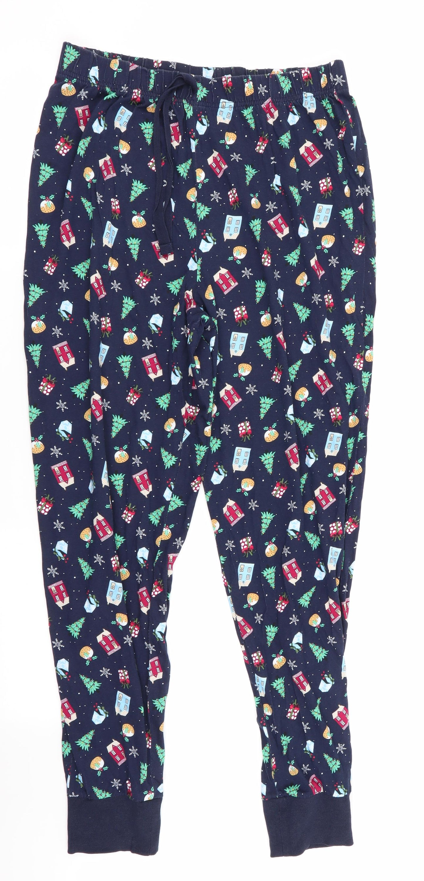 George Mens Blue Floral   Pyjama Pants Size L  - Christmas