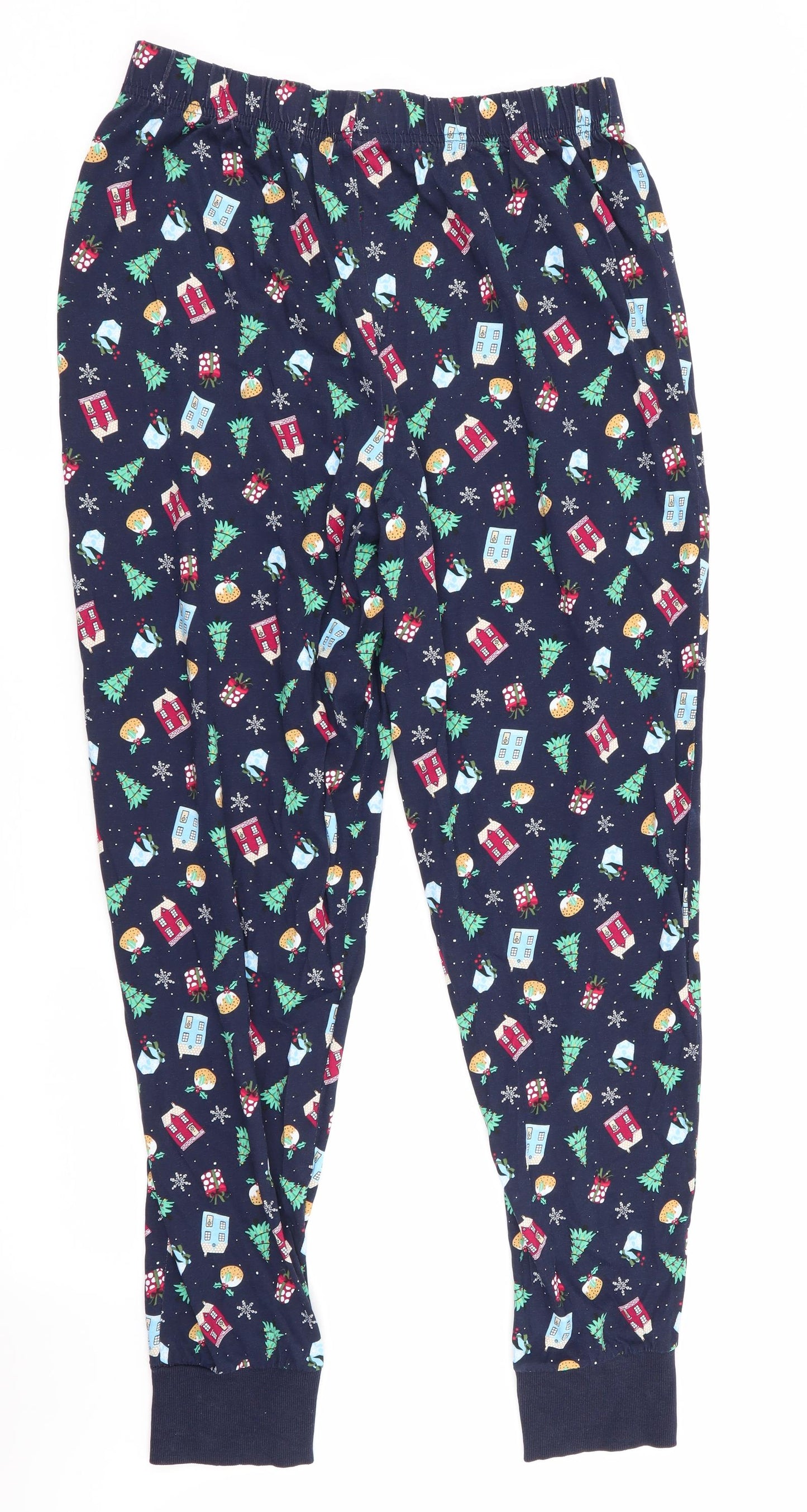 George Mens Blue Floral   Pyjama Pants Size L  - Christmas