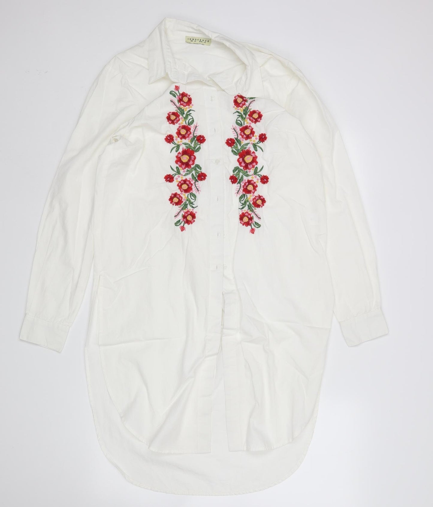 inocence Womens White Floral  Shirt Dress  Size 12
