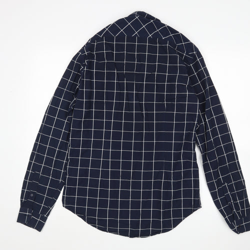 Zara Mens Blue Check   Button-Up Size L
