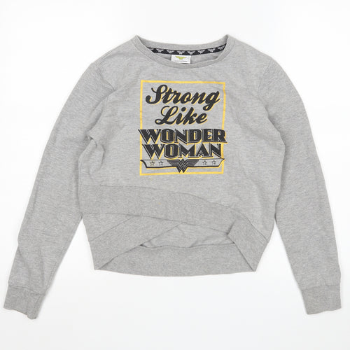 M&Co Girls Grey   Pullover Jumper Size 9-10 Years  - wonder woman