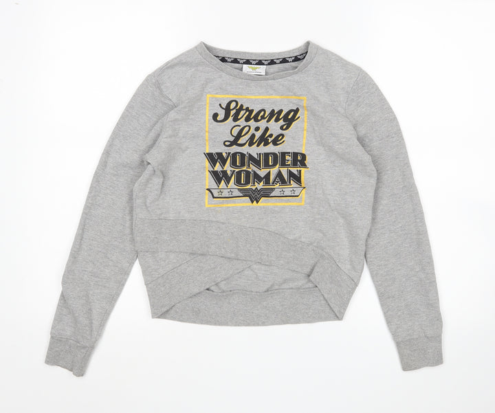 M&Co Girls Grey Pullover Jumper Size 9-10 Years - wonder woman