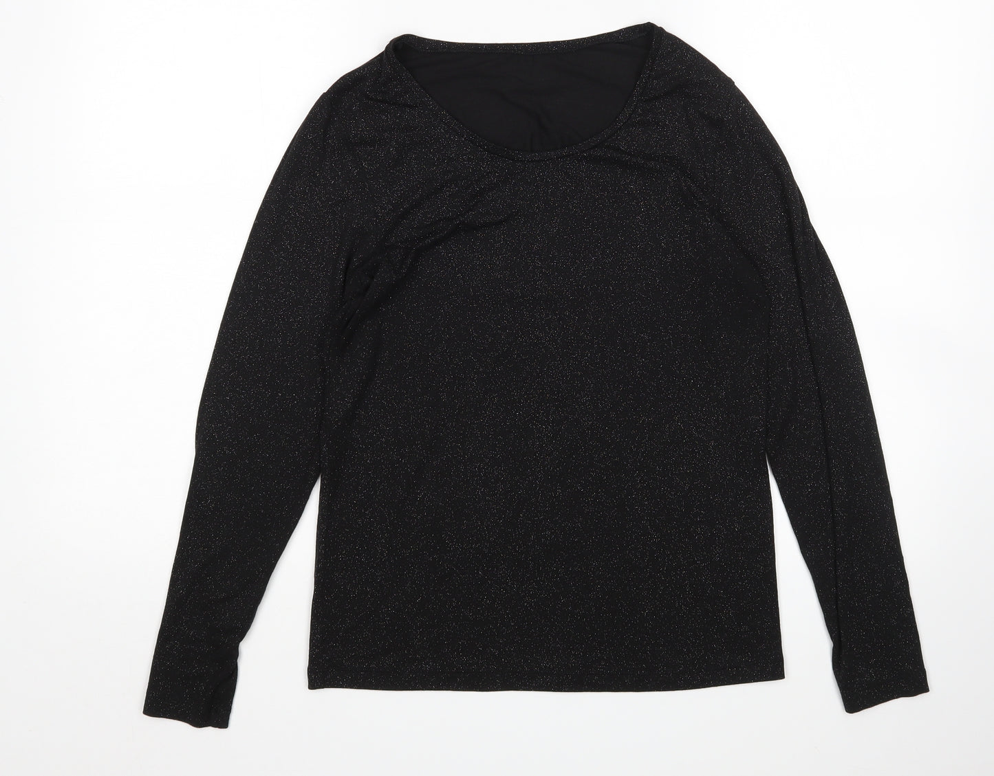 Heatgen Womens Black Polka Dot  Basic T-Shirt Size 18